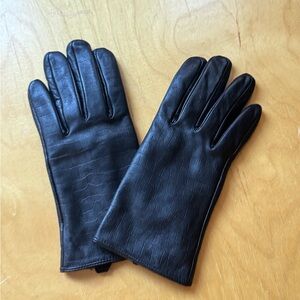 Black leather gloves